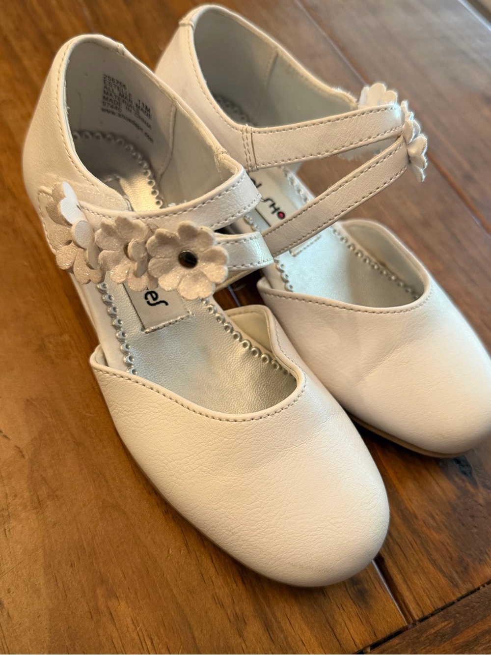 Rachel Shoes Girls Cream Floral Strap Dress Shoes